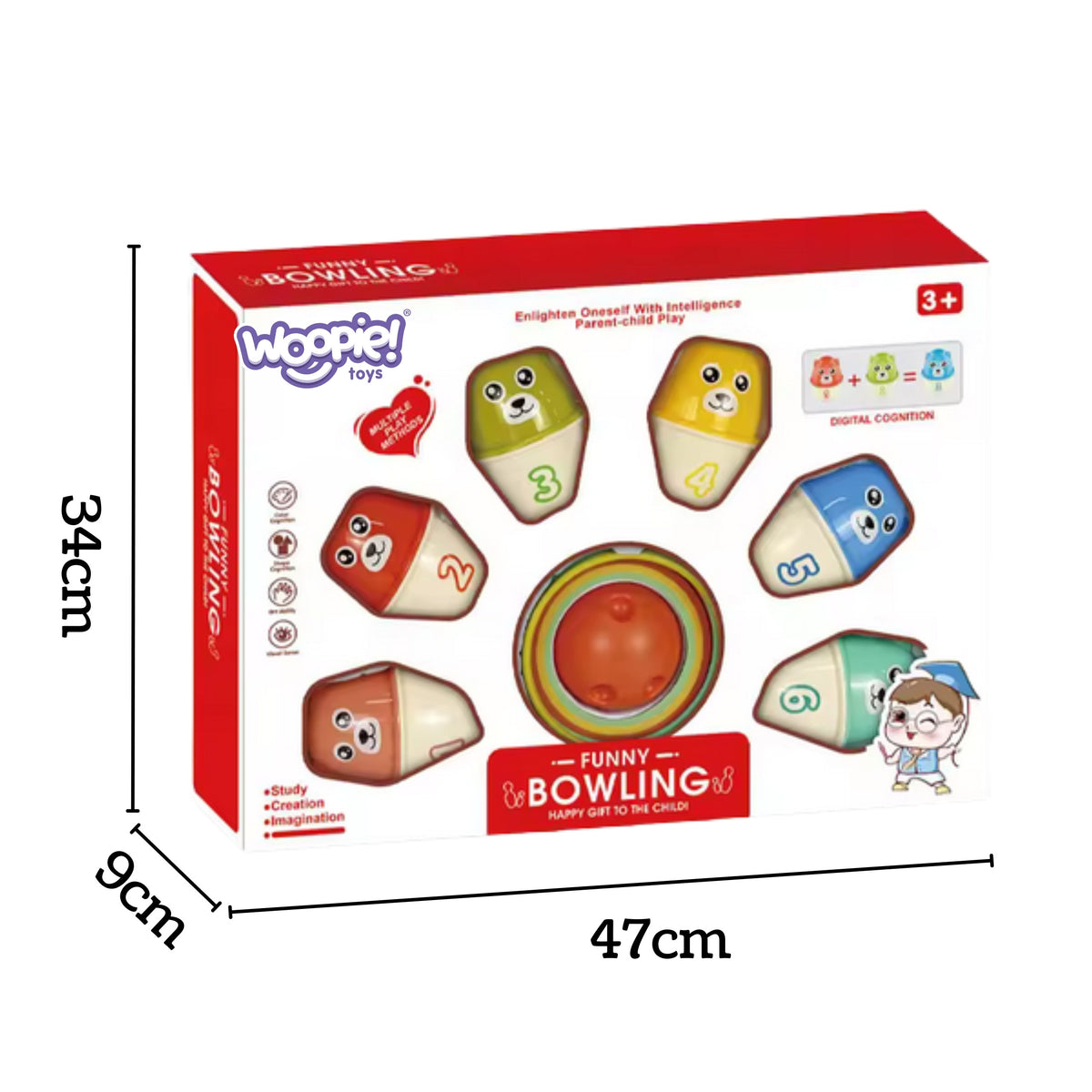 WOOPIE Boulingas Vaikams Spalvoti Meškiukai 3in1