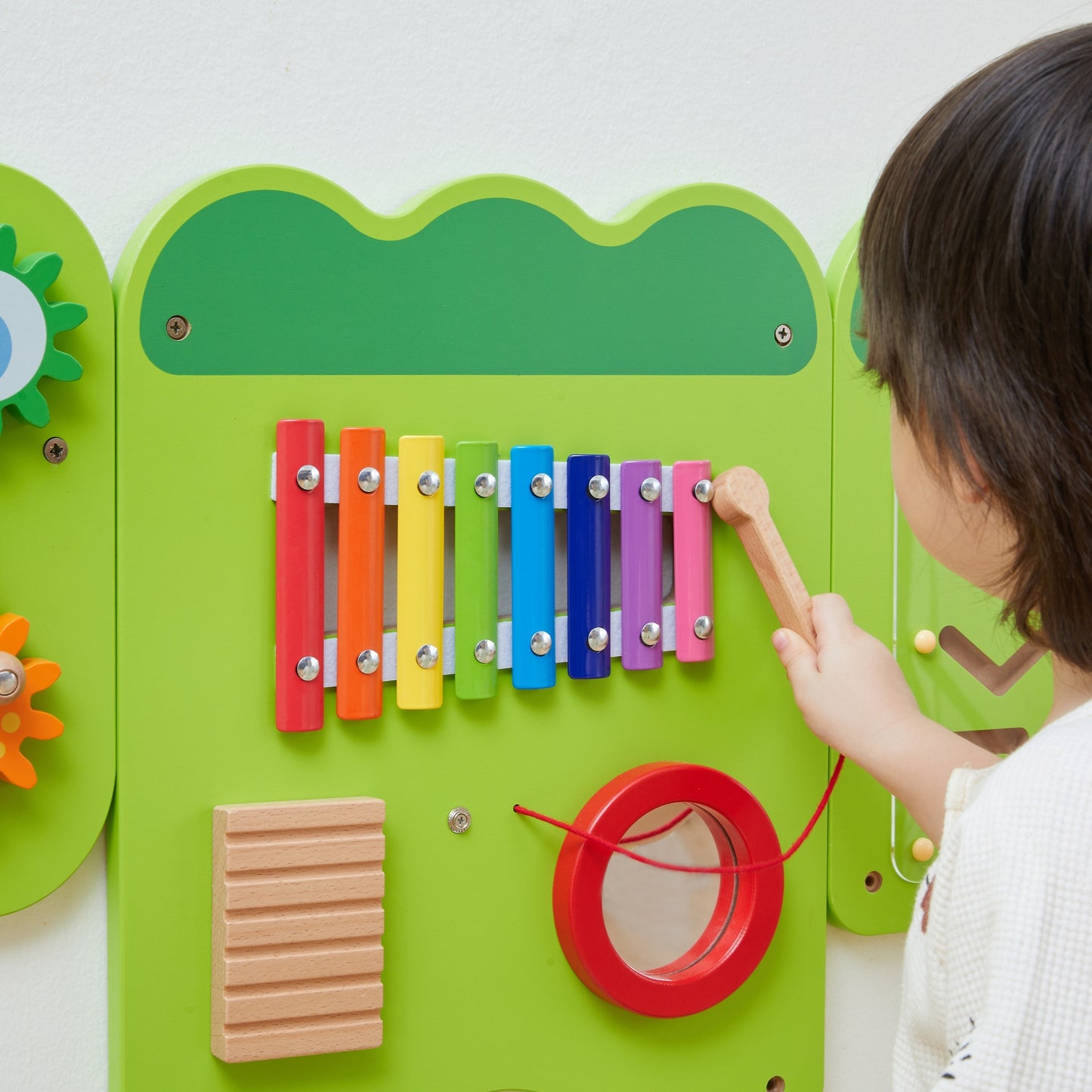 VIGA Krokodilas 5-in-1 Sieninė Lavinamoji Lenta – Montessori FSC