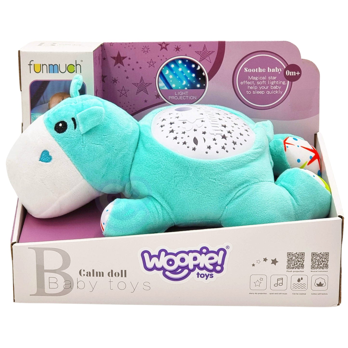 WOOPIE BABY 2-in-1 Projektorius ir Minkštas Žaislas Begemotikas