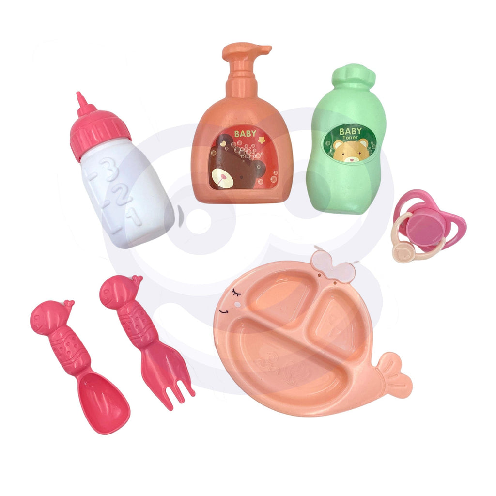 WOOPIE ROYAL Kūdikėlio lėlė 36 cm meškiuko kostiumėlyje su maitinimo priedais