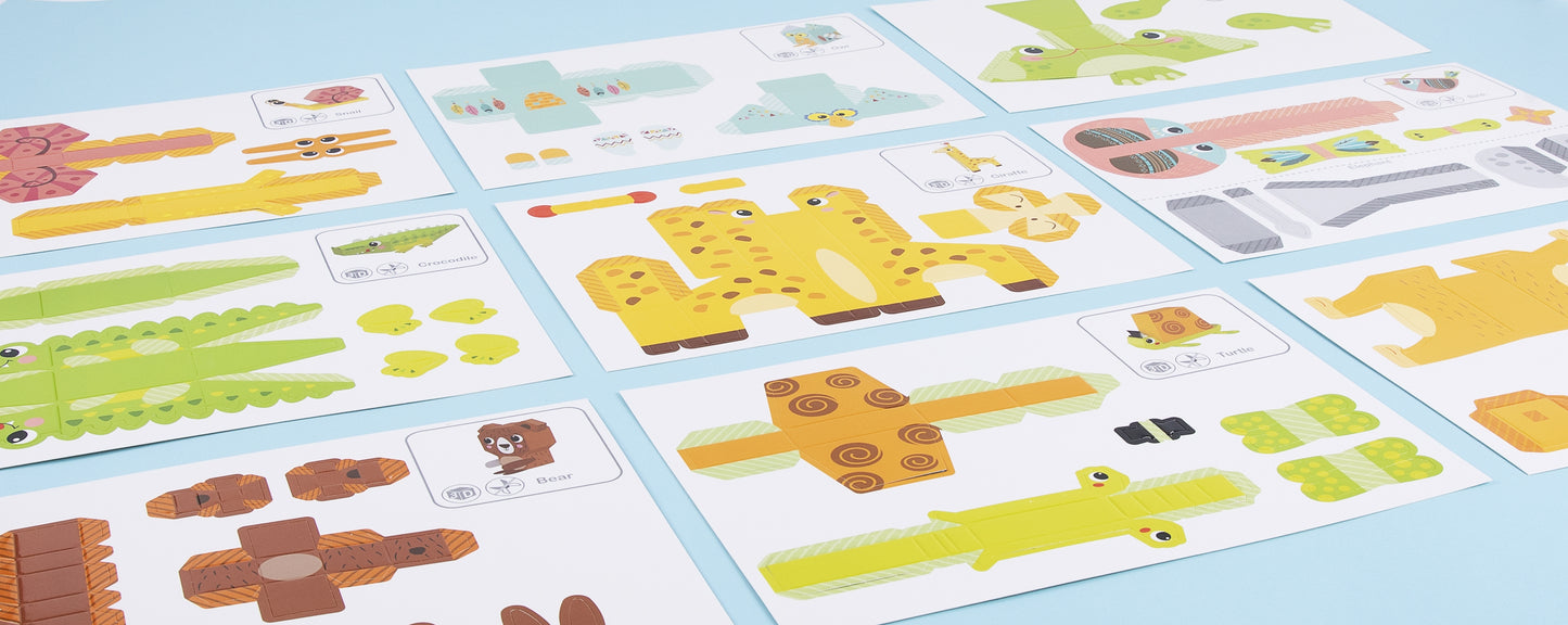 WOOPIE ART&FUN Kūrybinis rinkinys Origami 3D: 10 gyvūnėlių (Pasidaryk pats)