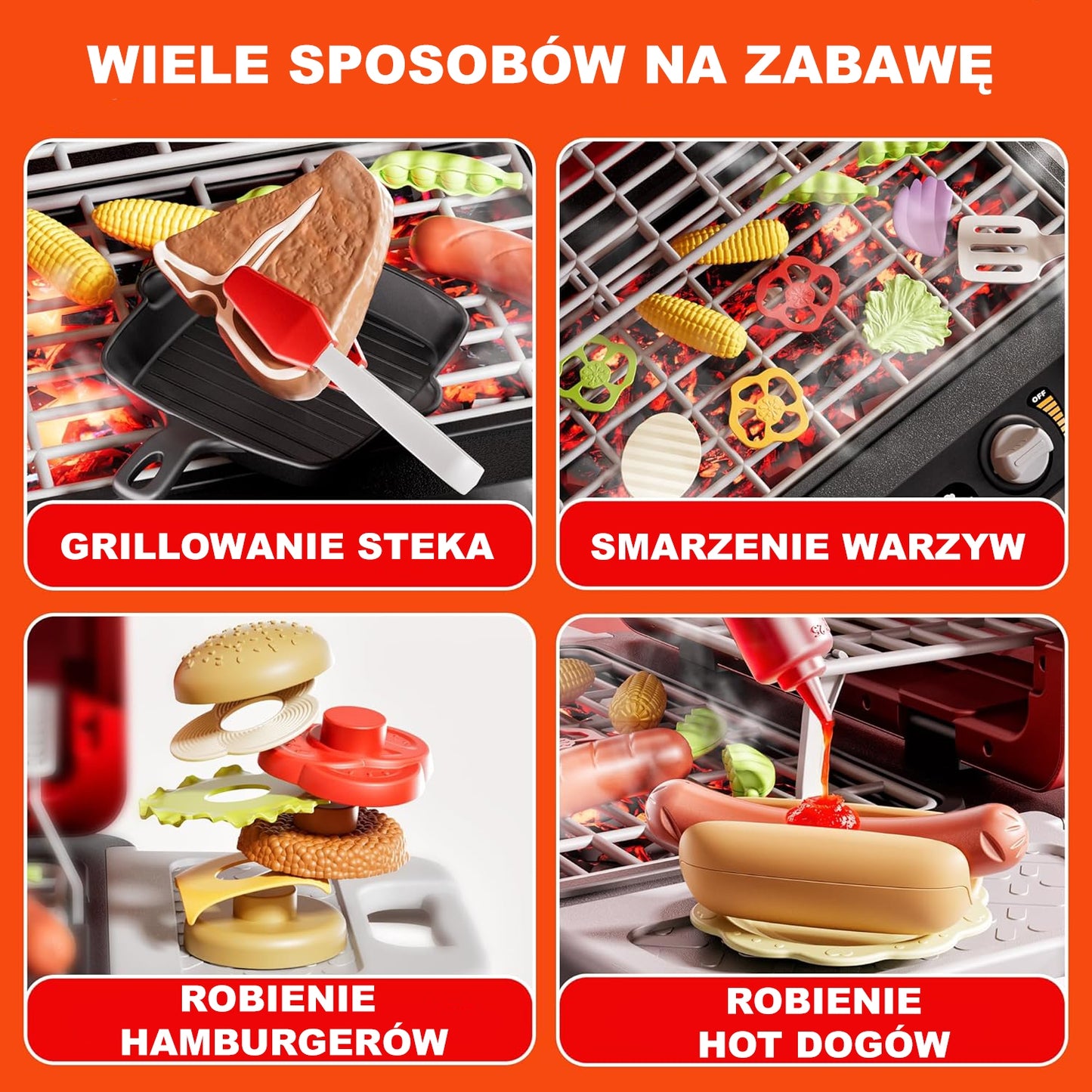 WOOPIE Interaktyvus sodo grilis Barbekiu su LED, XL rinkinys, 31 dalis – vaizdas 6