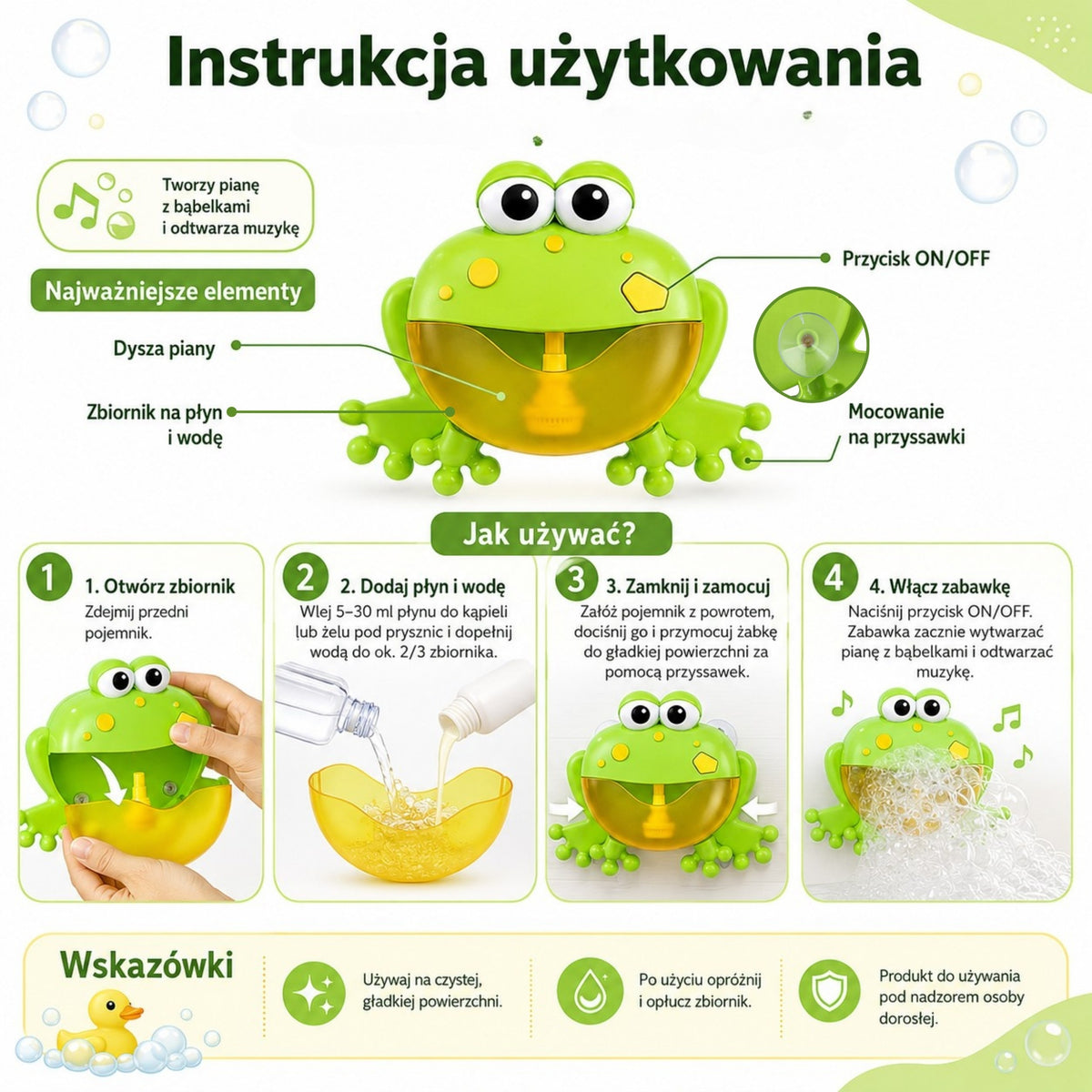 WOOPIE BABY Vonios žaislas varlytė su muilo burbulais ir melodija