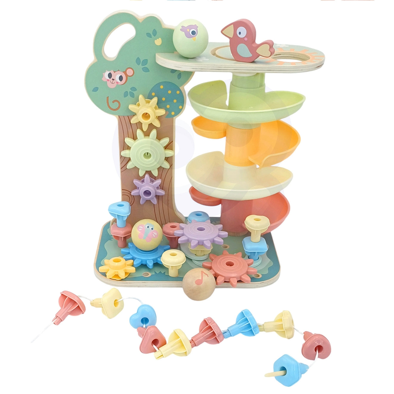 WOOPIE GREEN Lavinamasis Medis 4in1 su Rutuliukų Trasa Montessori FSC – vaizdas 7