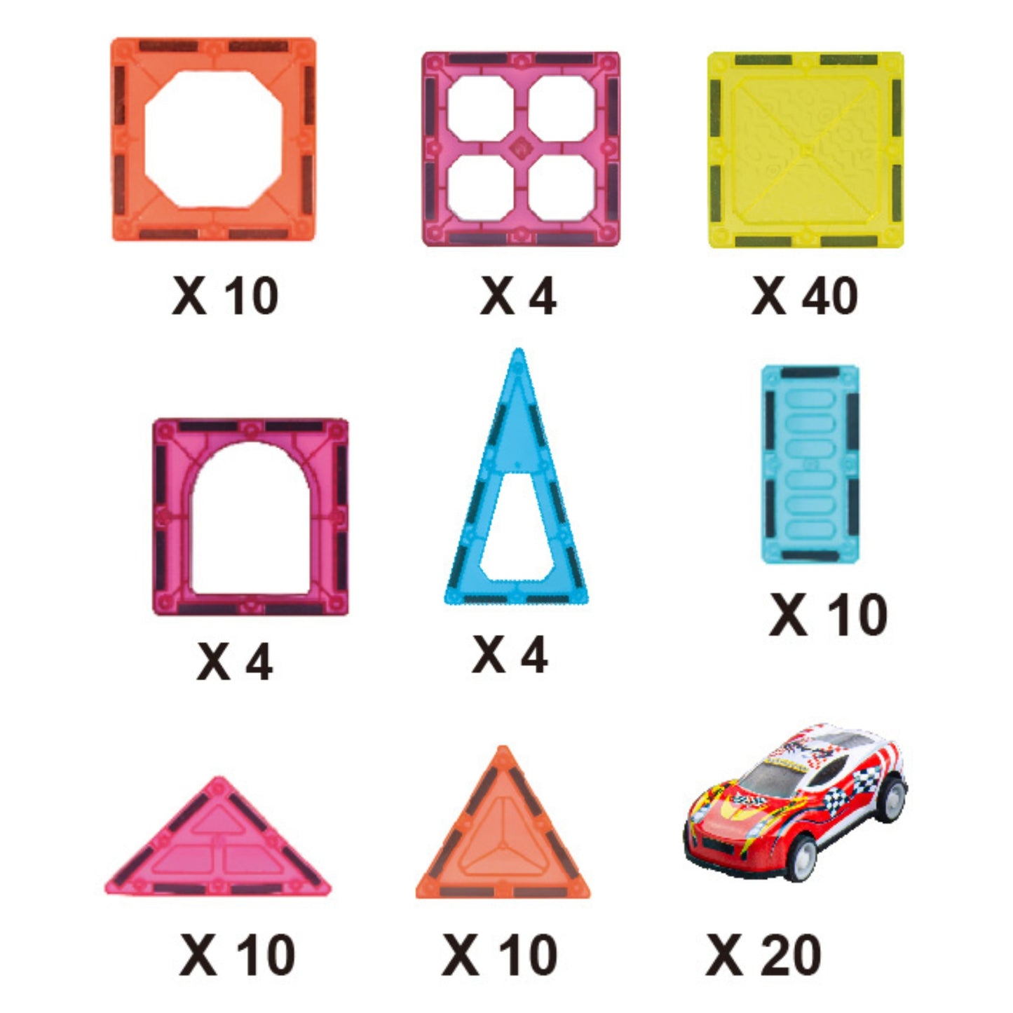 WOOPIE Magnetiniai Statybiniai Blokeliai 7,5 cm Stovėjimo Aikštelė 112 vnt.