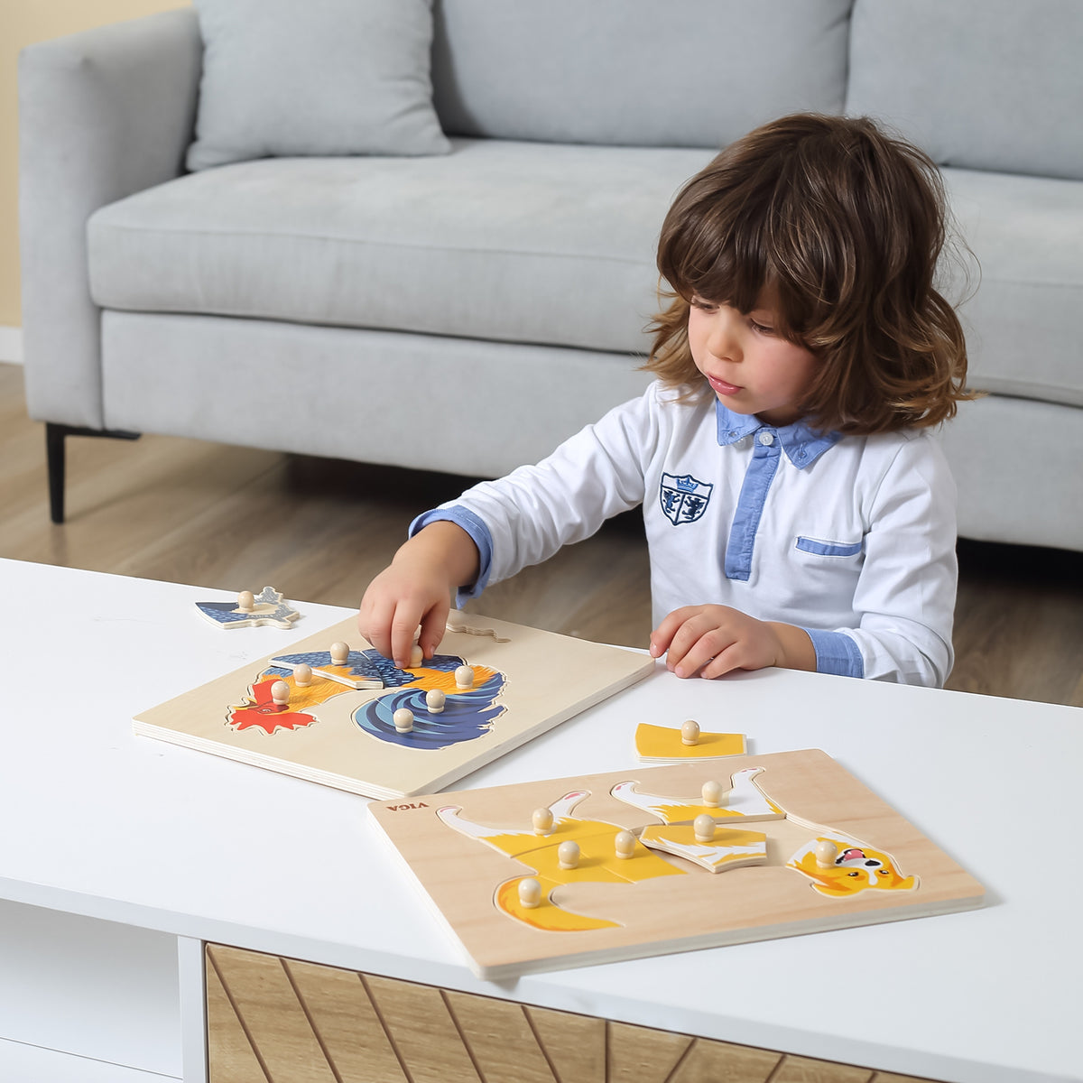 VIGA Medinė Montessori Dėlionė Gaidys su Kaiščiais