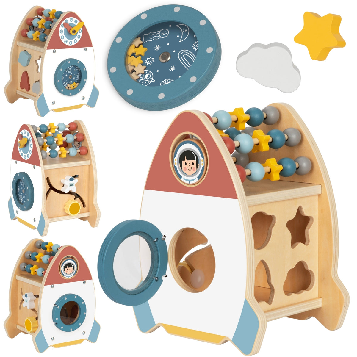 TOOKY TOY Medinė Kosminė Raketa su 6 Veiklomis
