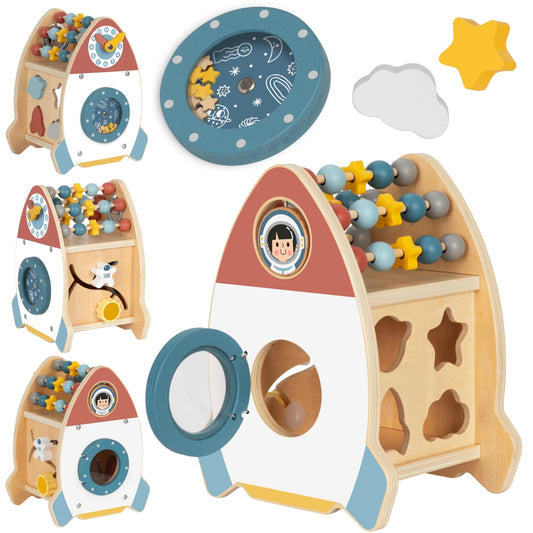 TOOKY TOY Medinė Kosminė Raketa su 6 Veiklomis