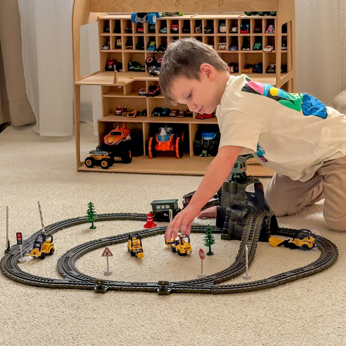 WOOPIE Elektrinis Traukinys Retro su Tuneliu ir Stotimi 76 el.