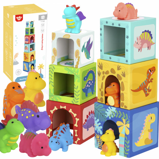 TOOKY TOY lavinamoji dėlionė iš medinių kaladėlių + 6 žaidimo figūrėlės 12 vnt.