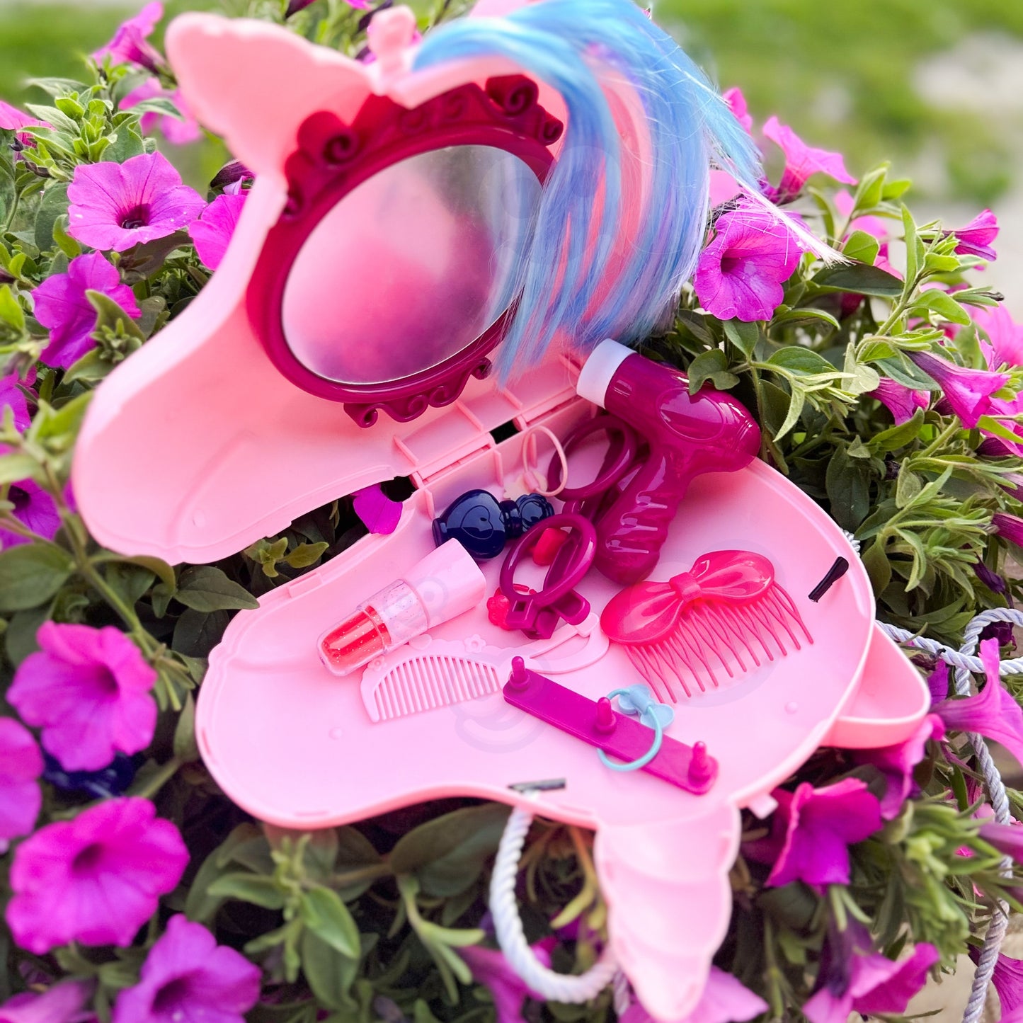 WOOPIE Tualetinis staliukas mergaitėms 2in1 Grožio salonas rankinėje „Vienaragis“, staliukas transformuojasi į rankinę – vaizdas 2