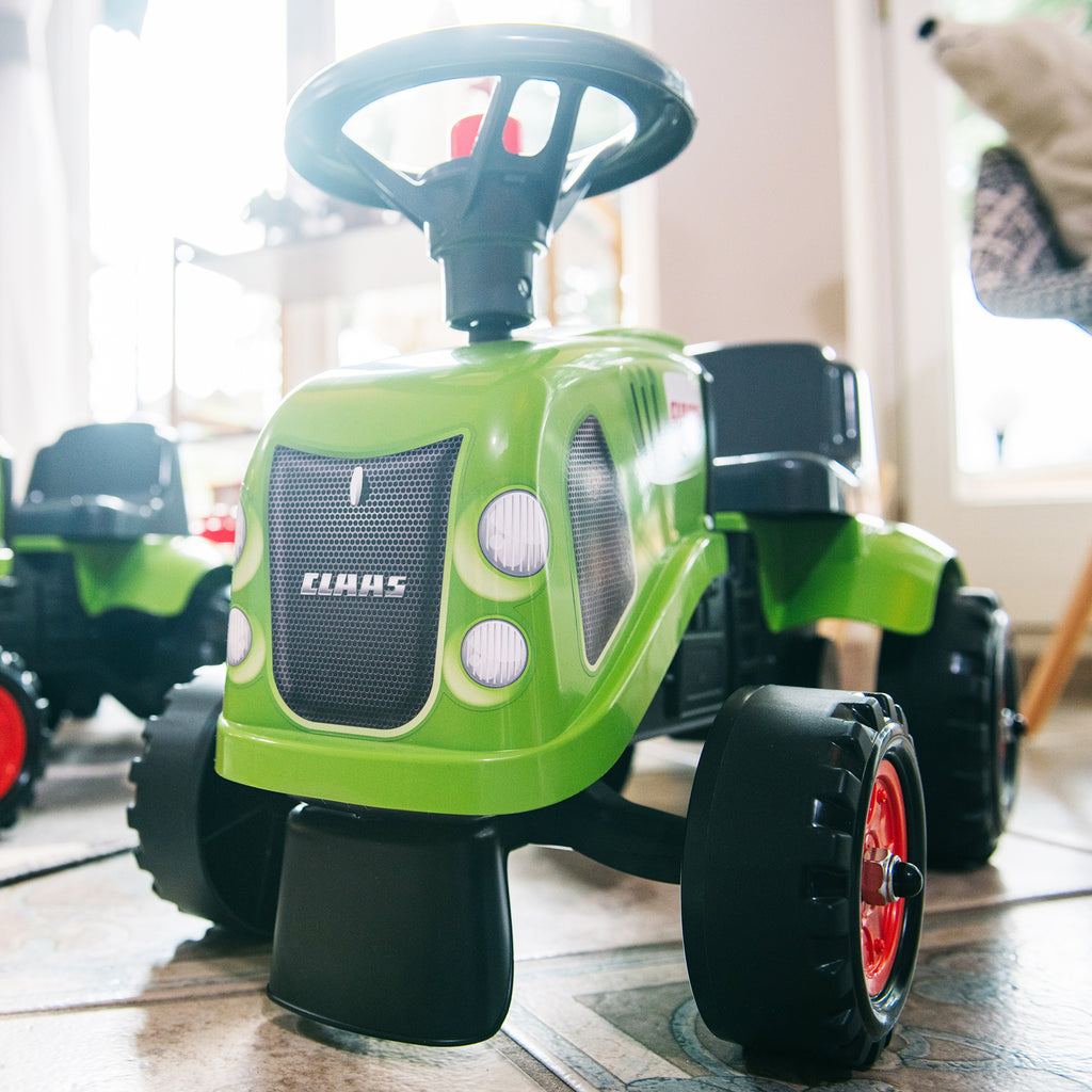 FALK Traktorius-paspirtukas Baby Claas, žalias, su priekaba ir priedais (nuo 1 metų) – vaizdas 5