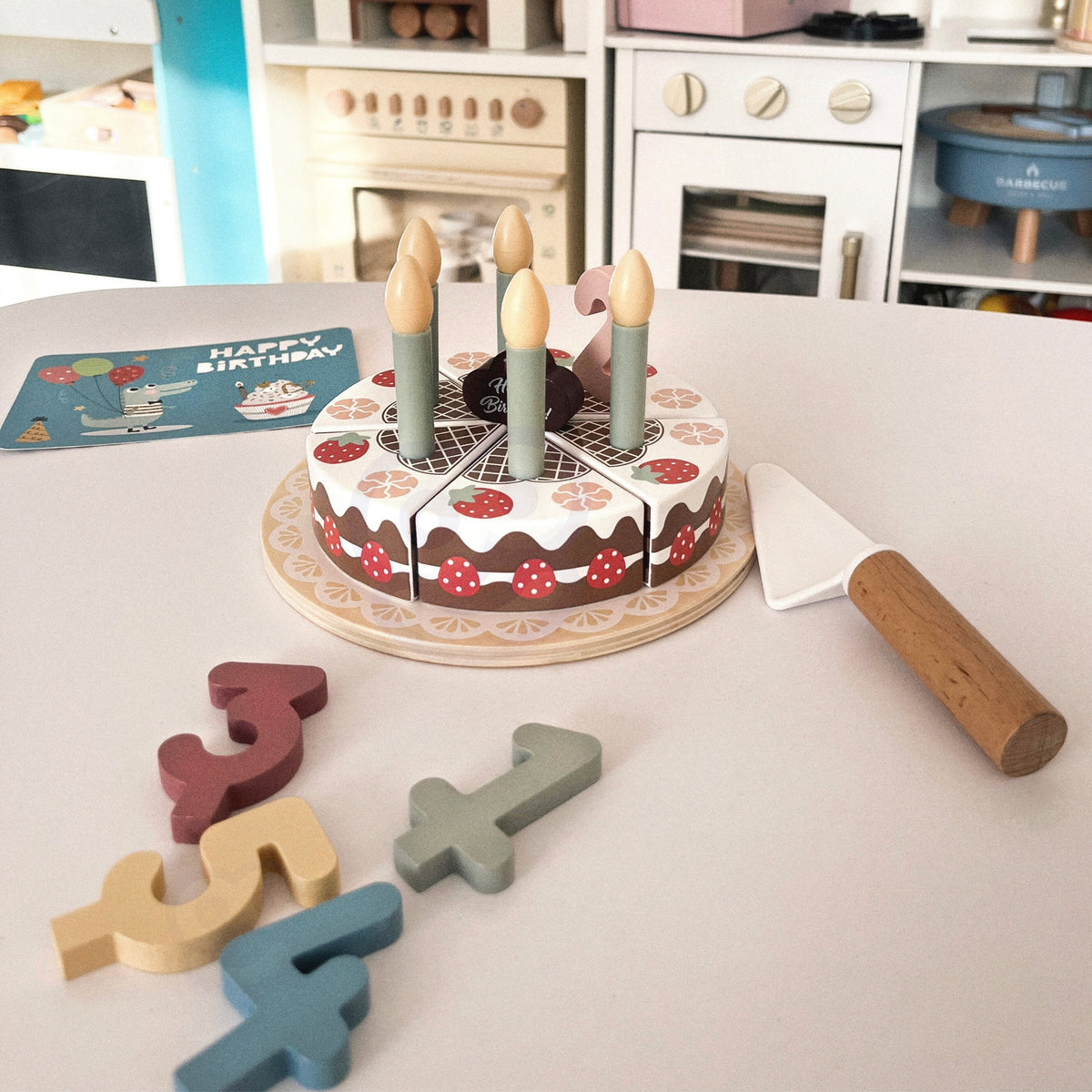 TOOKY TOY Medinis gimtadienio tortas su ropės žvakutėmis