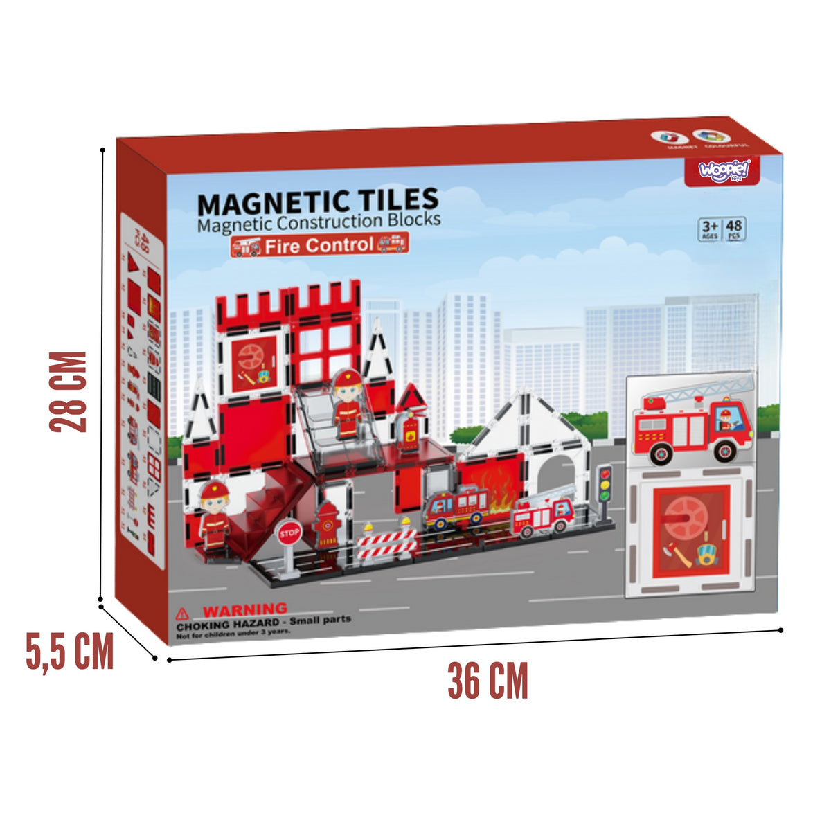 WOOPIE Magnetiniai Blokai 3D Ugniagesių Stotis, 48 dalys