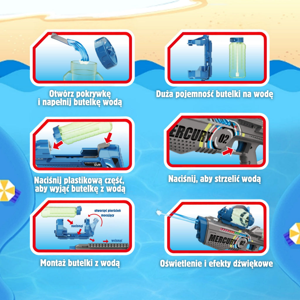 WOOPIE Elektrinis Vandens Pistoletas Mercury su Baterija