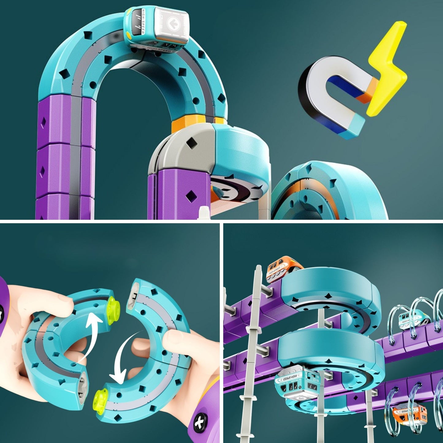 WOOPIE Magnetinė Traukinio Trasa Konstruktorius STEM 126 vnt.