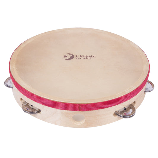 Classic World EDU Medinė Tamburinas Vaikams 25 cm – Muzikinis Žaislas