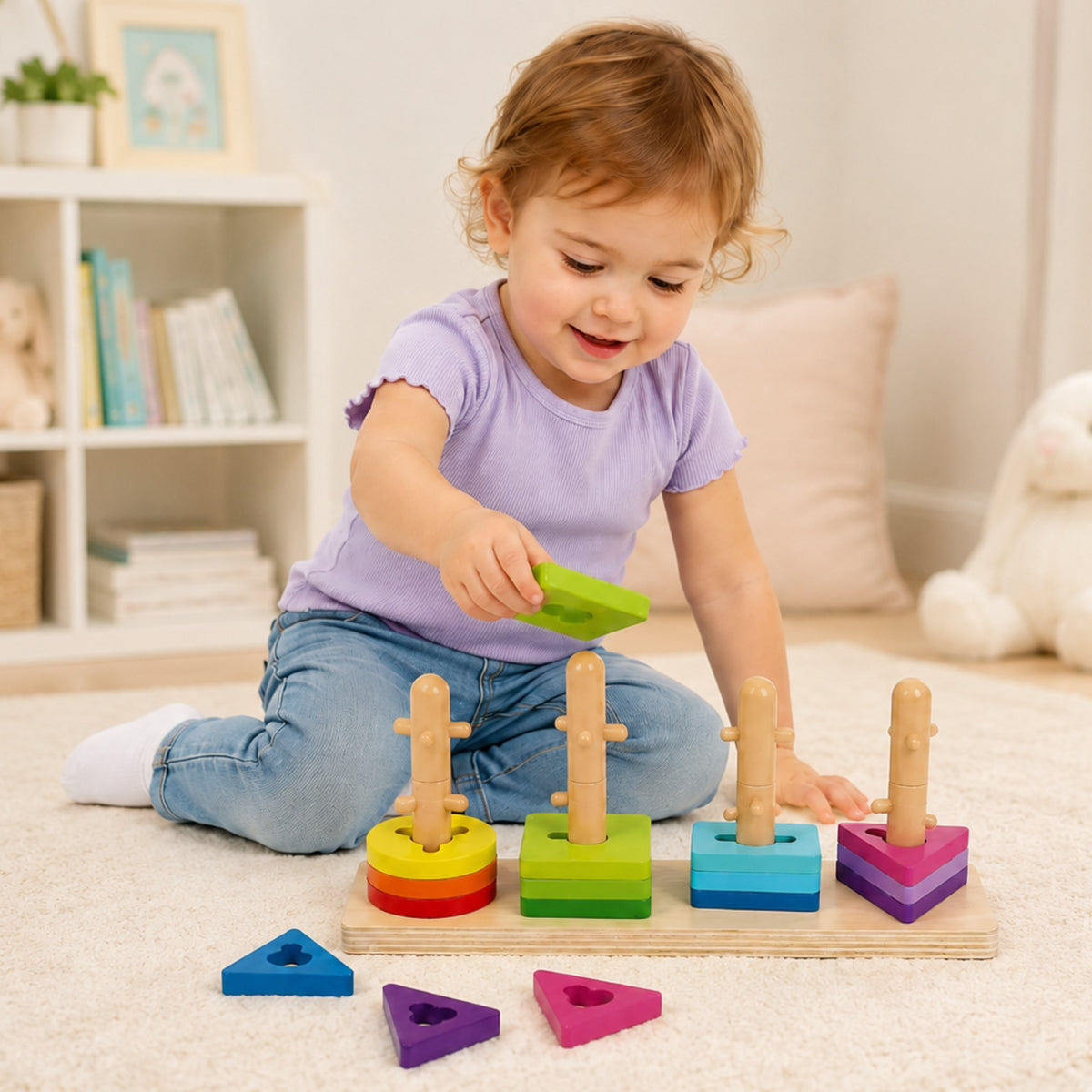 TOOKY TOY Rūšiuoklis su spalvotais Montessori kaladėlėmis