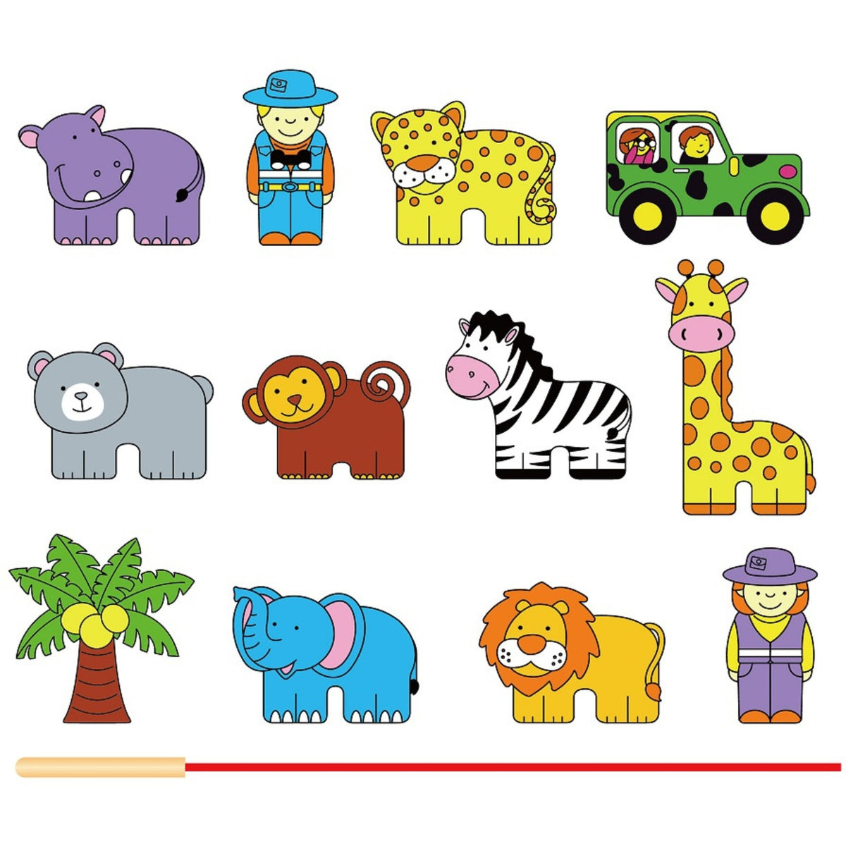 VIGA Medinis Vėrimo Žaislas Safari ir Zoologijos Sodo Gyvūnai Montessori
