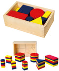 VIGA Mediniai Dienes kaladėliai Geometrinės figūros Montessori 48 vnt.