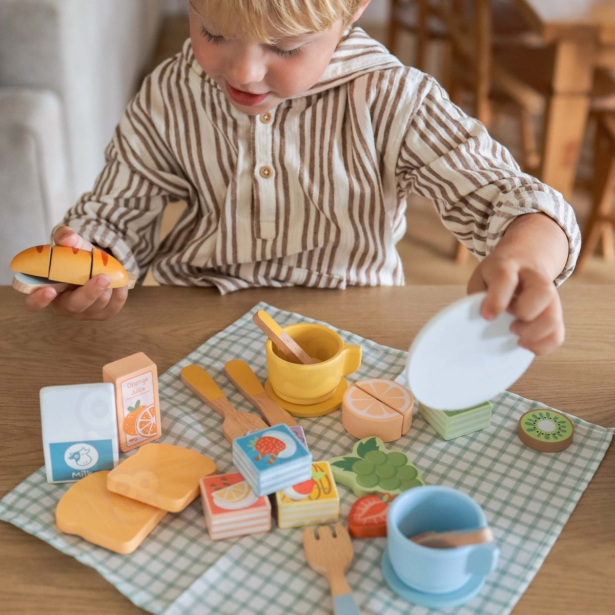 TOOKY TOY Medinis Pikniko Rinkinys su Lipduku Pusryčių Rinkiniu