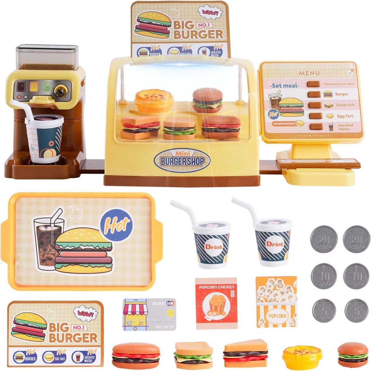 WOOPIE BIG BURGER Žaislinė Greitojo Maisto Parduotuvė su Kasos Aparatu