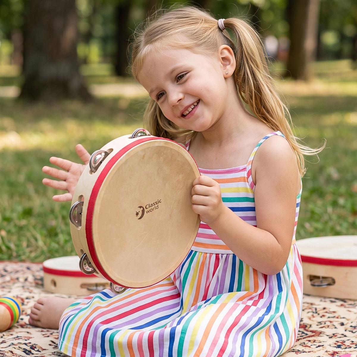 CLASSIC WORLD Medinis Muzikinis Tamburinas 25 cm Vaikams