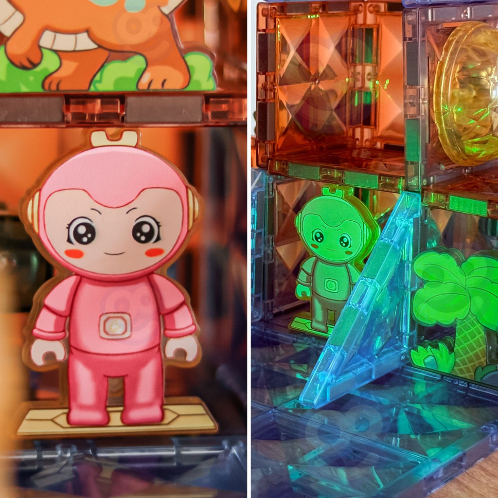 WOOPIE Magnetiniai Konstruktoriai Švytintis Dinozaurų Parkas 124vnt.
