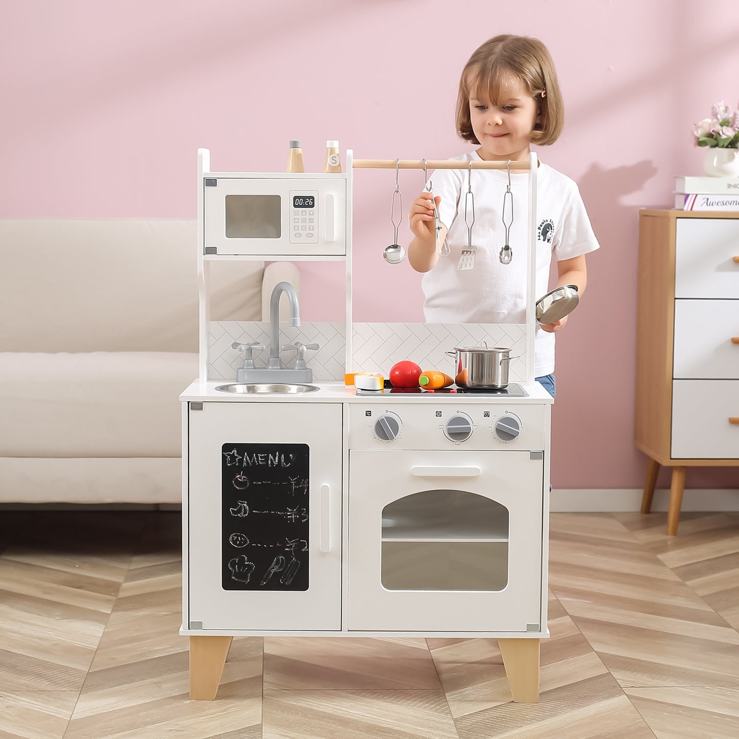 VIGA PolarB Medinė virtuvėlė su šviesa, garsu ir priedais – vaizdas 6