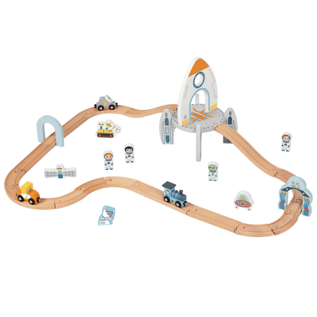 TOOKY TOY Medinis Kosminis Traukinių Bėgių Rinkinys Vaikams