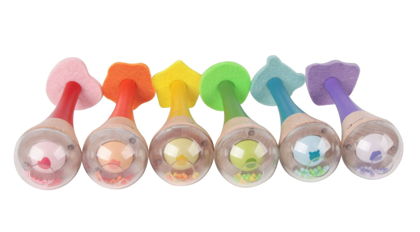 CLASSIC WORLD 2in1 medinis marakasas-barškutis, vaivorykštinis – vaizdas 6