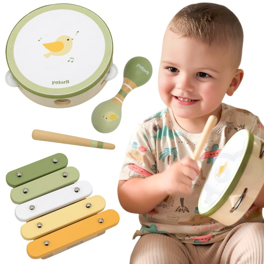 VIGA PolarB Medinių muzikinių instrumentų rinkinys žalias 3 vnt.