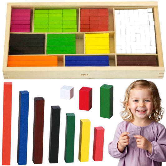 VIGA Medinės Skaičiavimo Lazdelės Cuisenaire 308 dalys