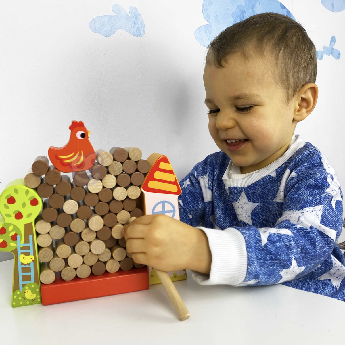 TOOKY TOY Medinis žaidimas Krentanti vištytė, 69 dalys