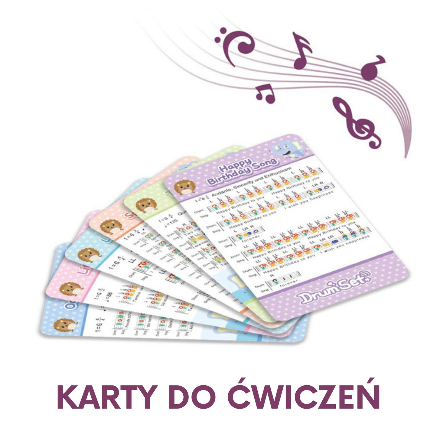 WOOPIE Edukacinis būgnų rinkinys, su grojimo priedais – vaizdas 4