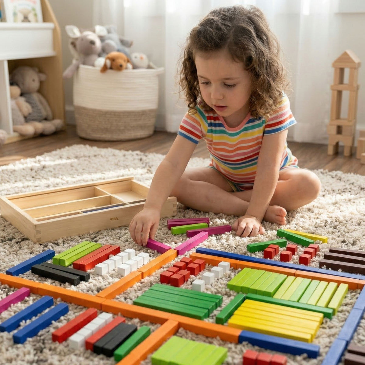 VIGA Medinės Skaičiavimo Lazdelės Cuisenaire 308 dalys