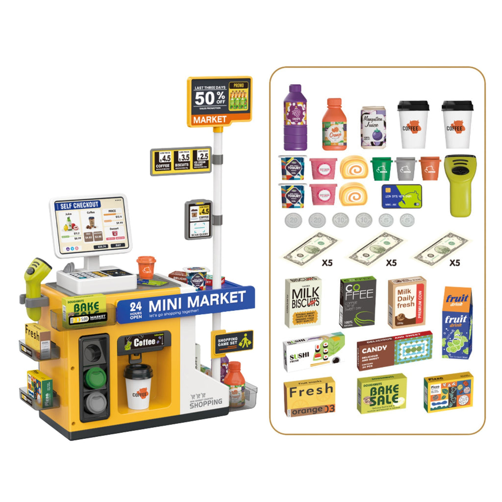 WOOPIE Mini Market Interaktyvi Savitarnos Kasa su Šviesomis ir Garsais