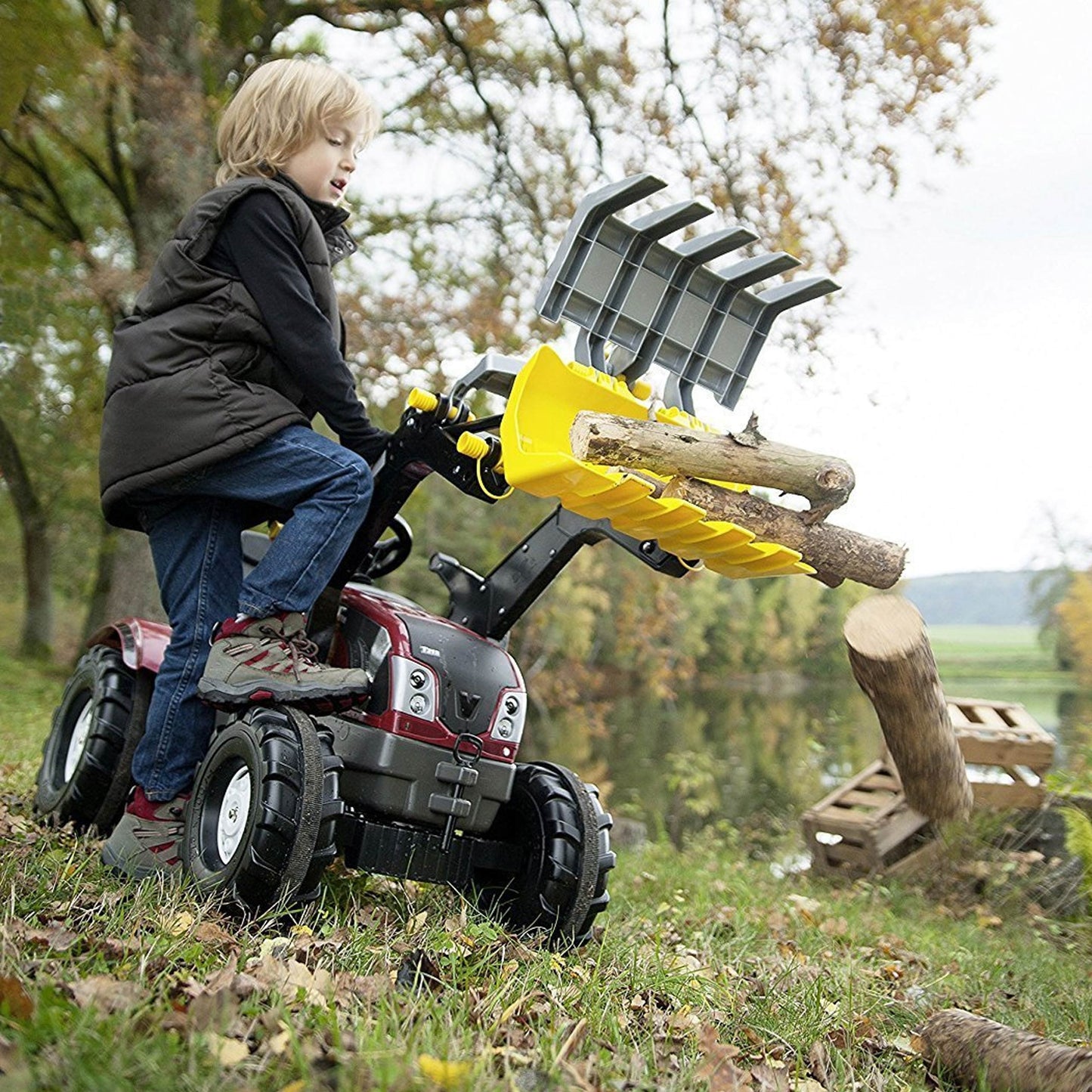 Rolly Toys Traktoriaus Kaušas Griebtuvas Medžiams ir Šienui Krauti