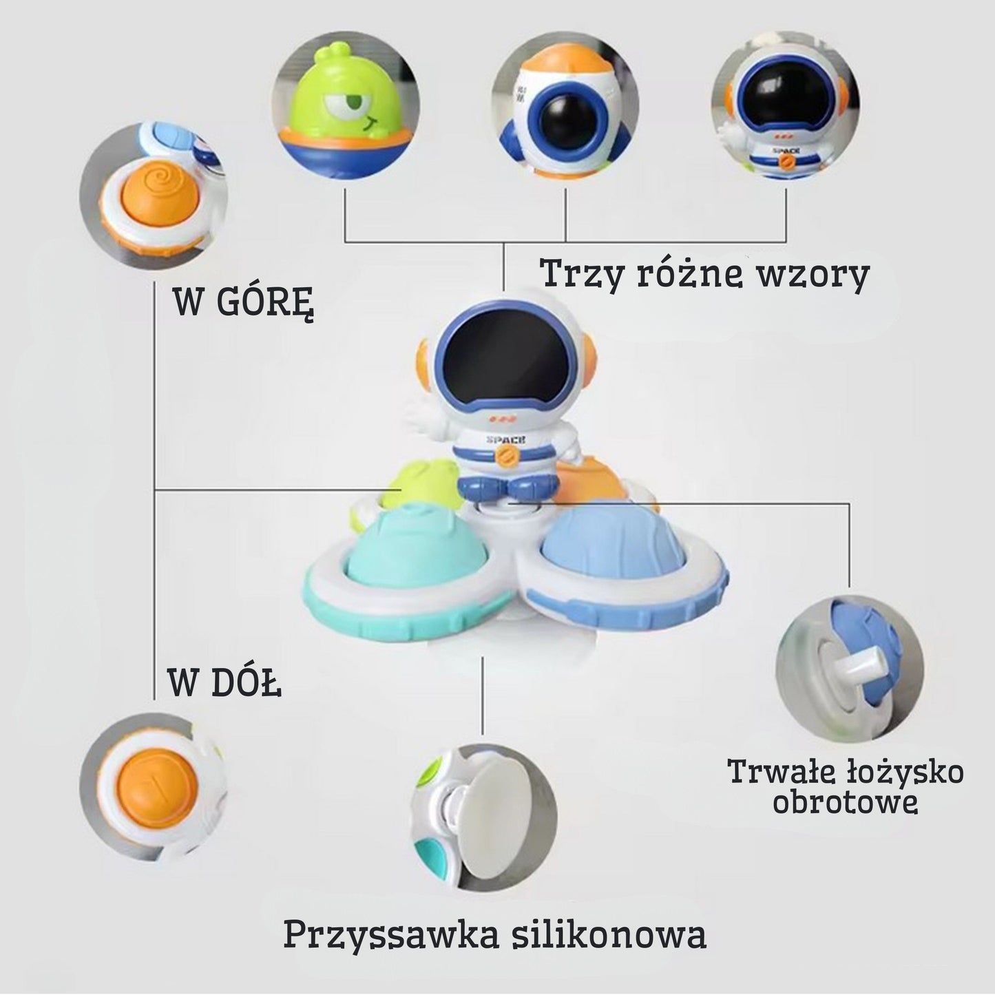 WOOPIE BABY Kosminiai Pop-it suktukai (3 vnt), sensorinis žaislas – vaizdas 2