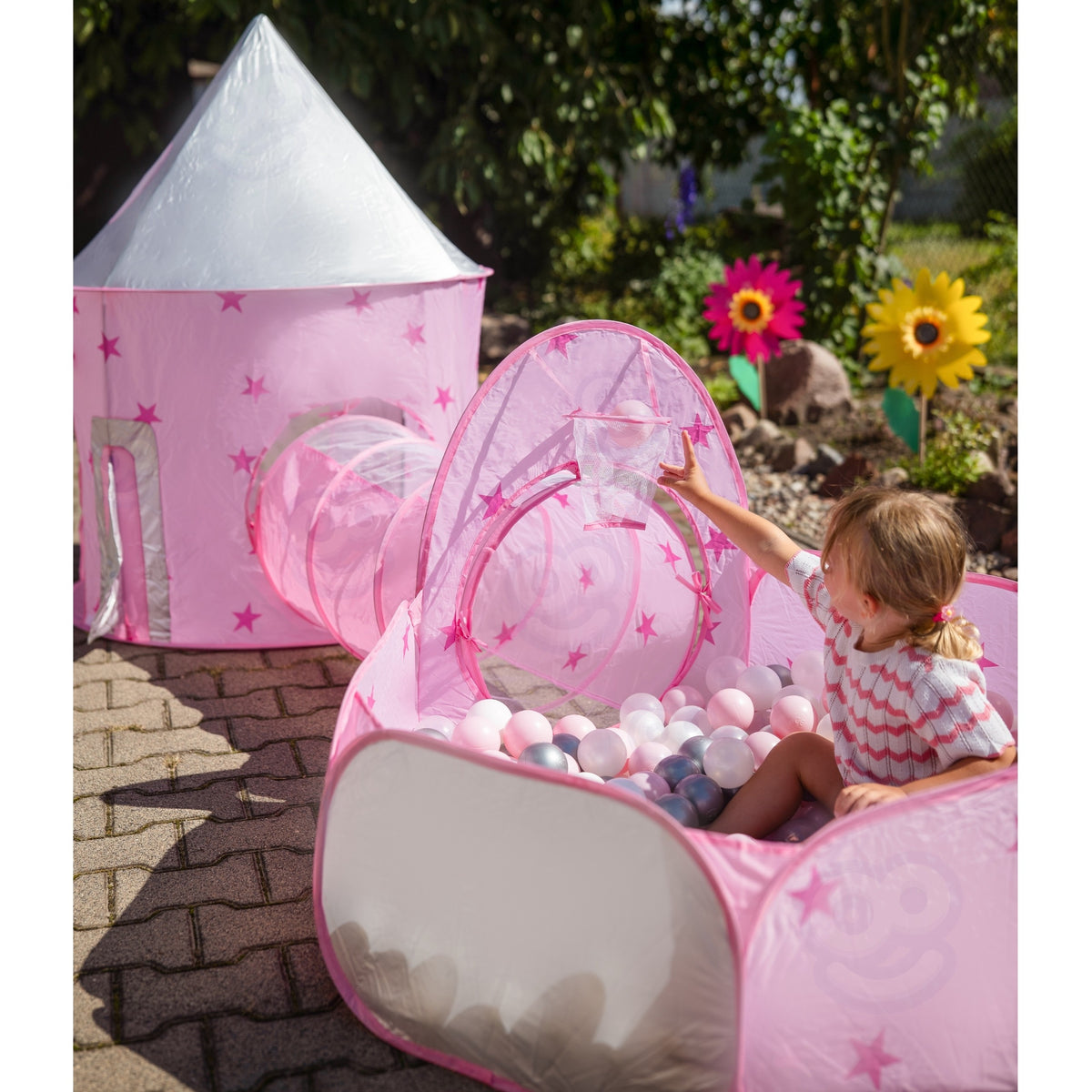 WOOPIE 3-in-1 Princesės pilies palapinė su tuneliu ir baseinu XXL