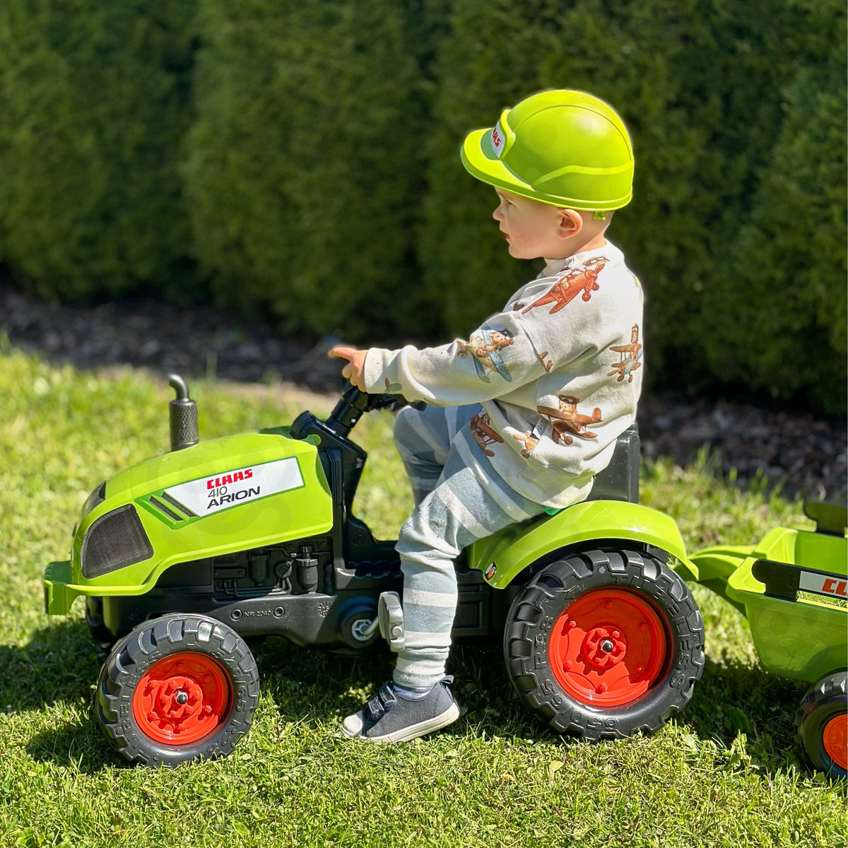 FALK Claas Green minamas traktoriukas su priekaba ir garsiniu signalu 2-5 m.