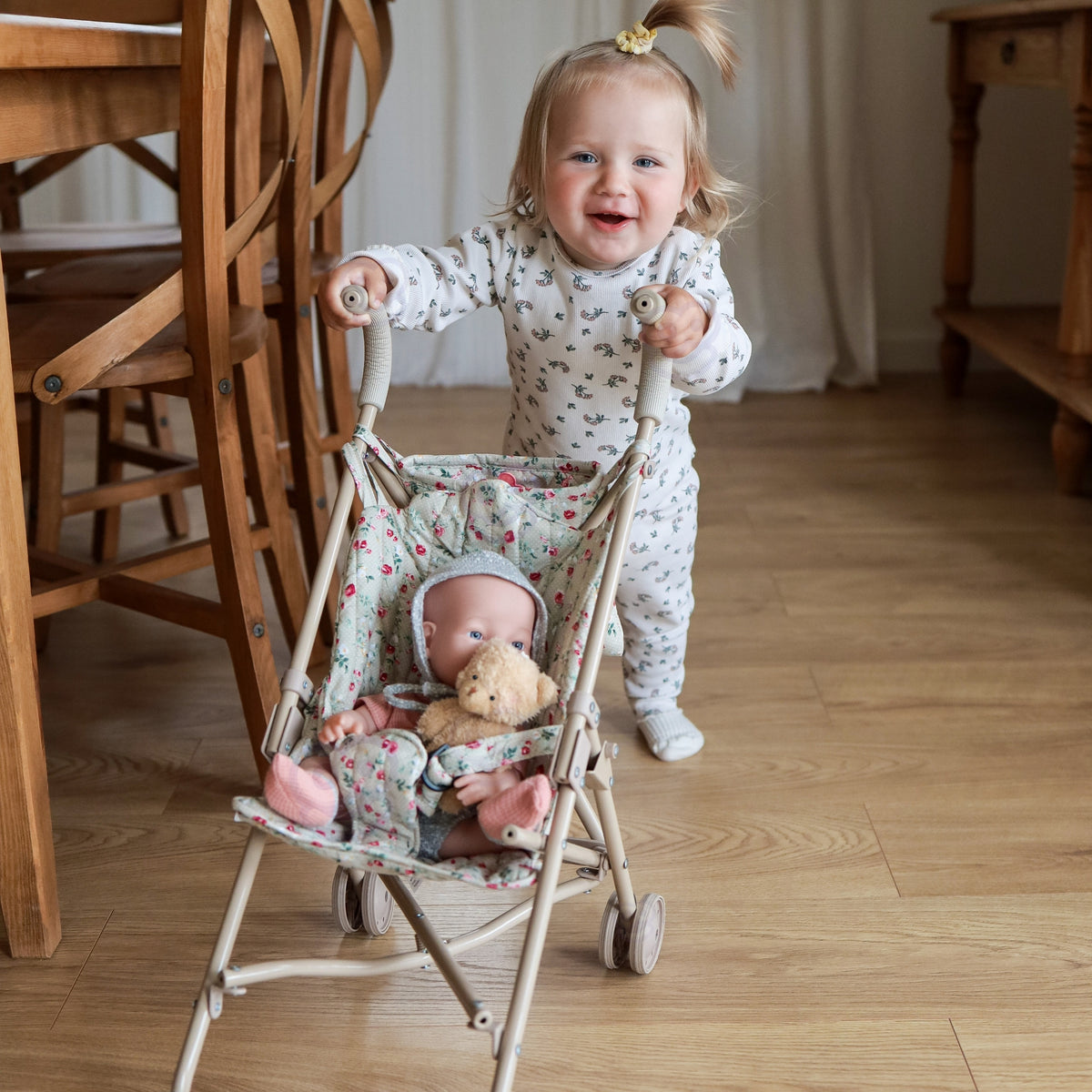 WOOPIE ROYAL Vintage vežimėlis lėlėms su rožių raštu