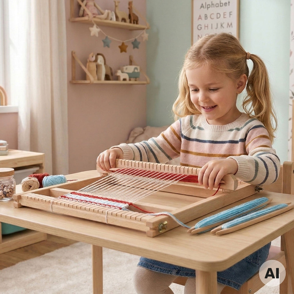 VIGA Medinė Audimo Staklė Montessori Kūrybinis Rinkinys Vaikams