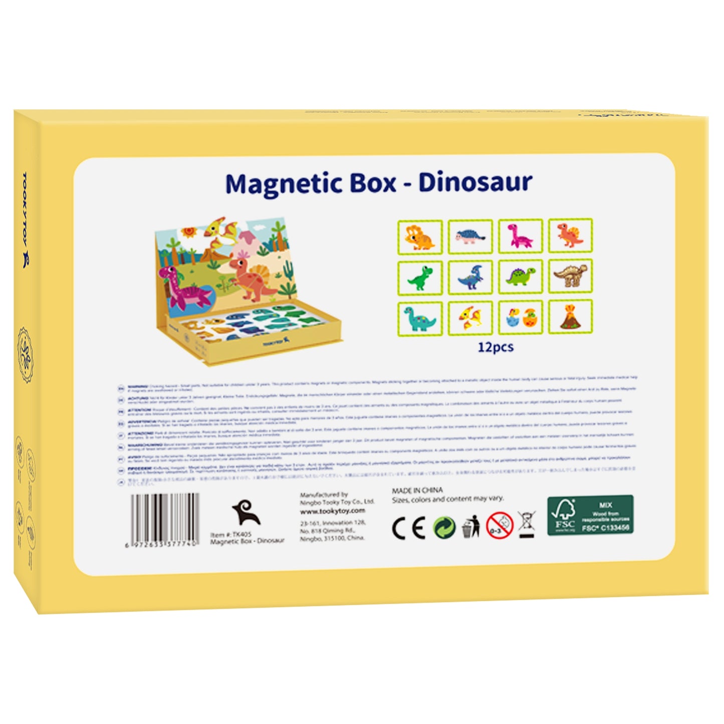 TOOKY TOY Edukacinė magnetinė dėlionė Dinozaurai, 68 el – vaizdas 2