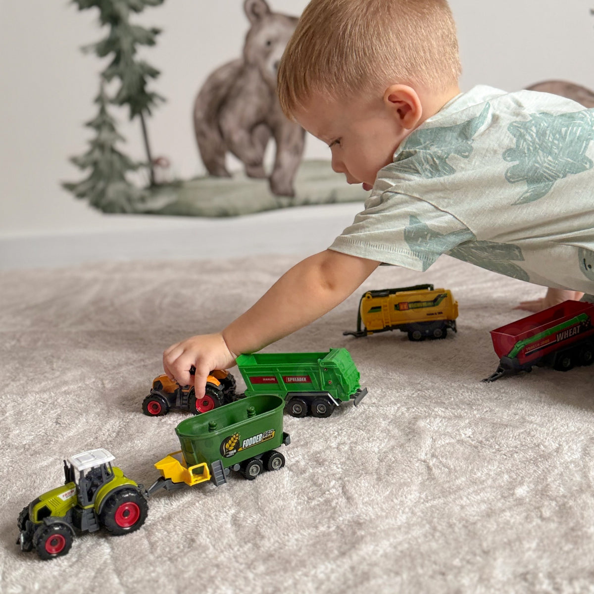 WOOPIE mini ūkininko traktorių su priekabomis rinkinys