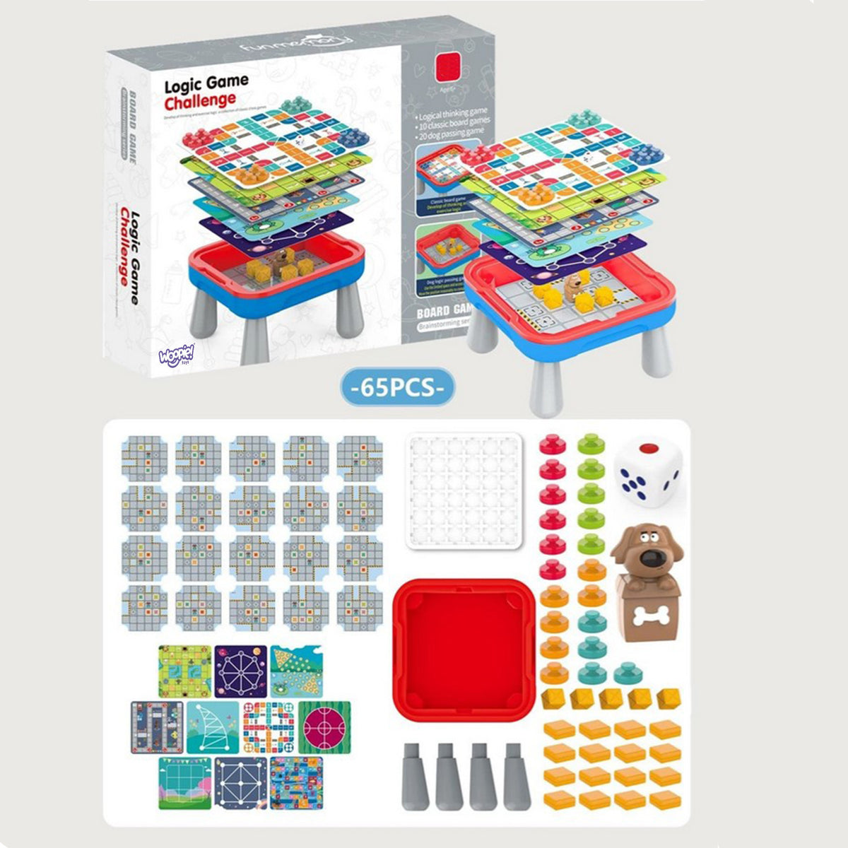 WOOPIE Loginis Stalo Žaidimas 10-in-1, 65 Detalės