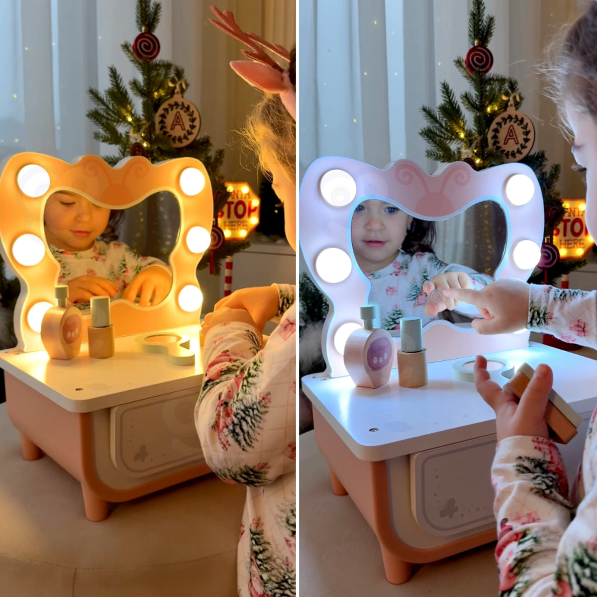 TOOKY TOY Medinis Kosmetinis Staliukas su LED Veidrodžiu