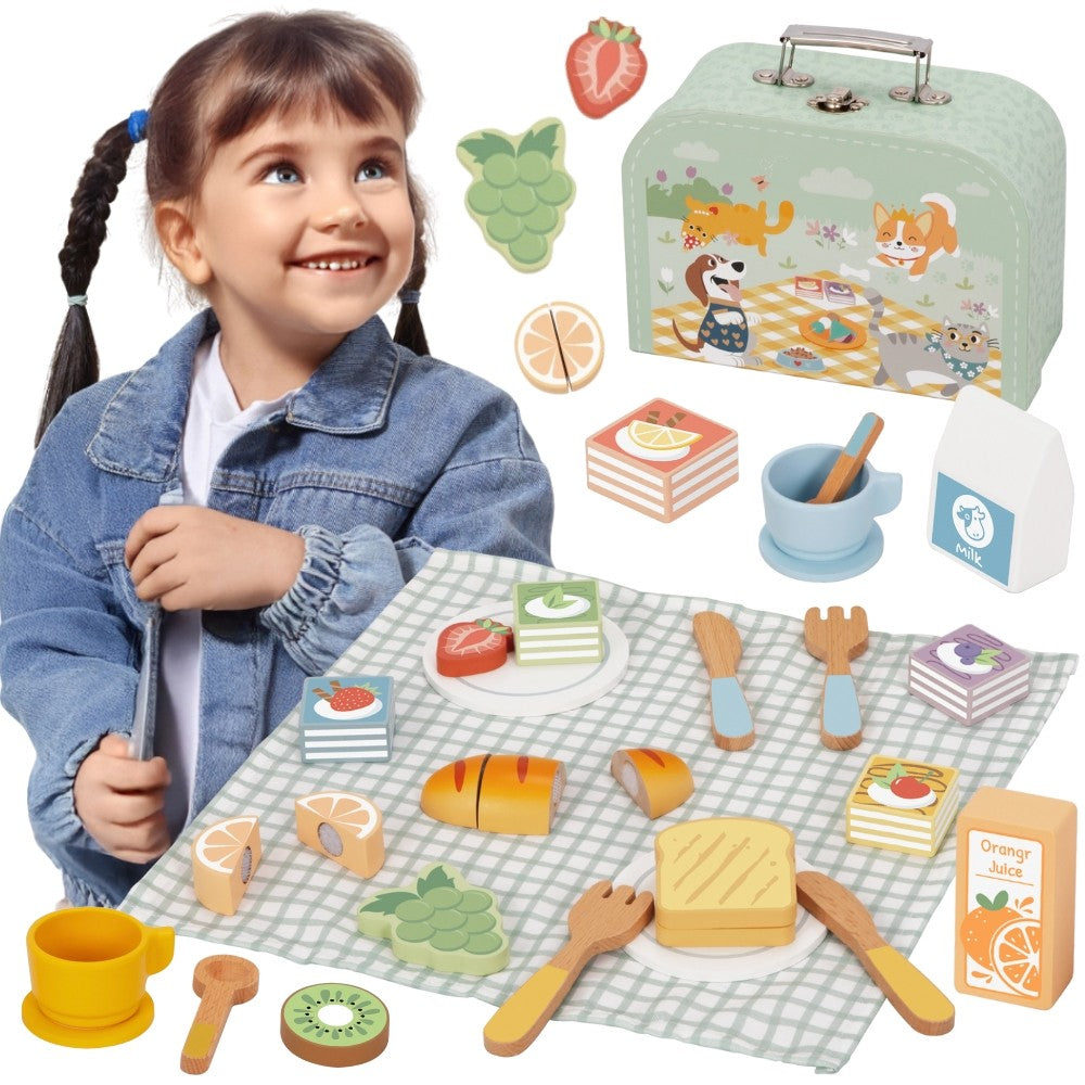 TOOKY TOY Medinis Pikniko Rinkinys su Lipduku Pusryčių Rinkiniu
