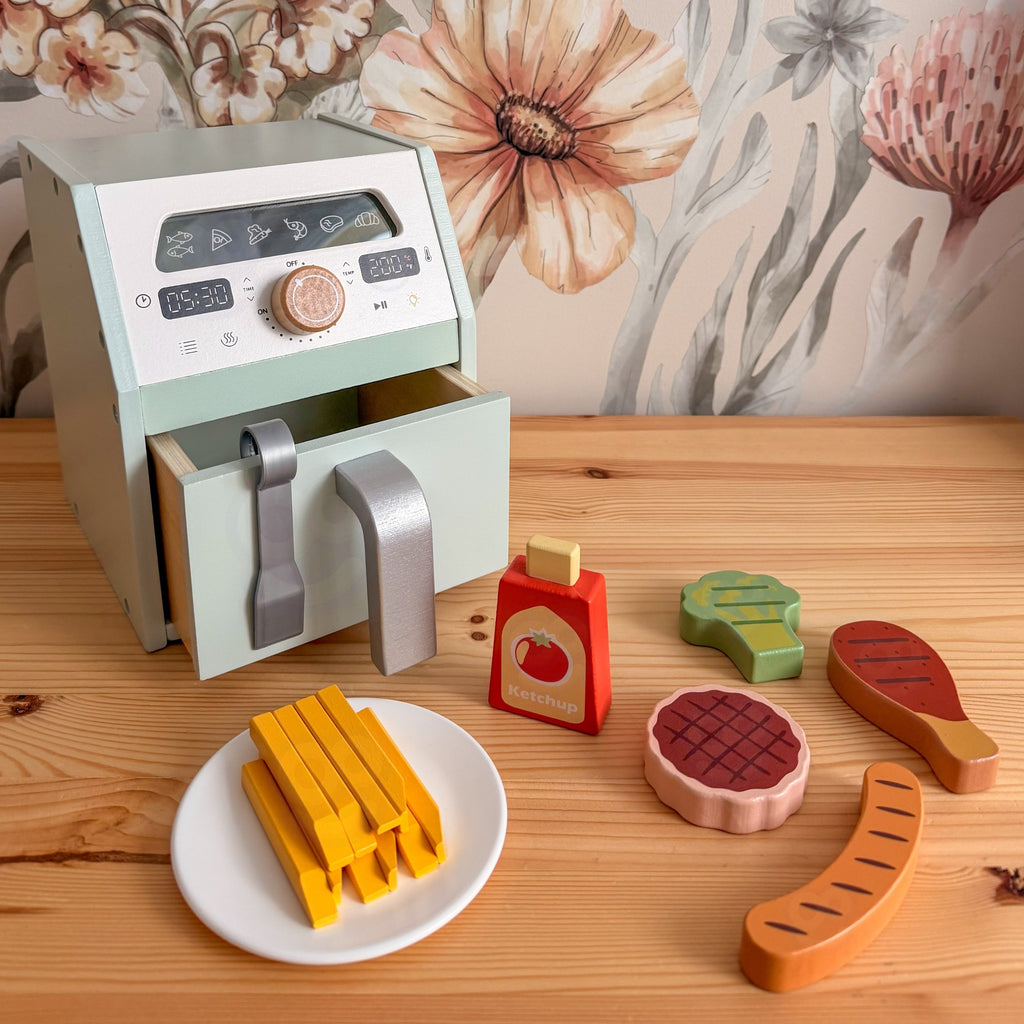 TOOKY TOY Medinė Karšto Oro Gruzdintuvė su Priedais