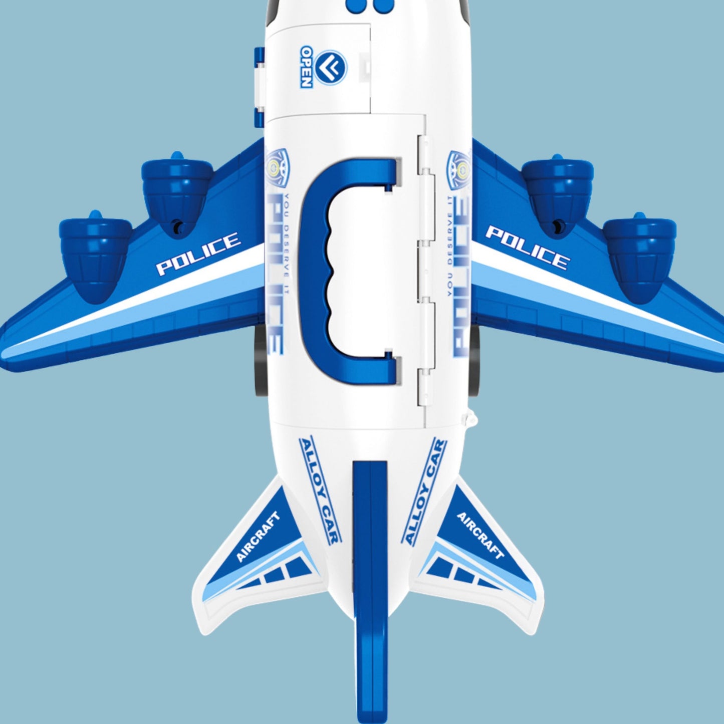 WOOPIE XL Išskleidžiamas Policijos Lėktuvas-Transporteris su 3 Policijos Automobiliais ir Kelio Ženklais – vaizdas 3